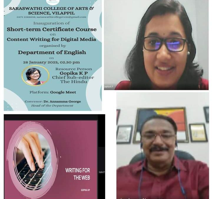 Inauguration of Short Term Certificate Course on Content Writing for Digital Media